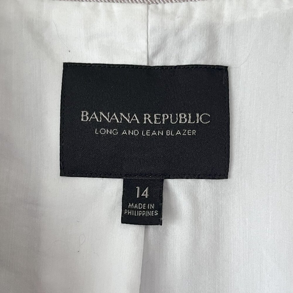 Banana Republic Long & Lean Blazer Light Grey Linen Blend Size 14 - Picture 6 of 8